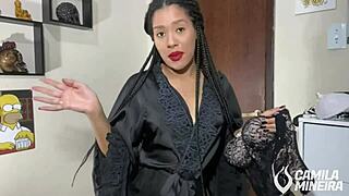 skinny latina dresses as slut for rough missionary pounding and cum in mouth joi