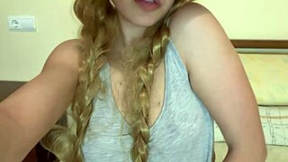 Damn, cute princess gropes her big natural tits deliciously in daddy's forest cabin video!