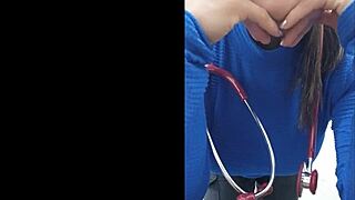 sexy latina nurse slut films homemade porn in hospital boss office during real shift