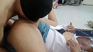 Stepmom's wet pussy licked to orgasm by blackmailer in ripped uniform