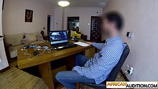 imagine that hot ebony teen clarice's lips stretching around your huge cock after her teasing casting spit play