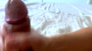 non-stop handjob cumshots on natural tits close-up pleasure