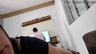 I'm flashing my juicy ass at this hot technician hoping he'll fuck me raw right here