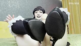 Sexy Goth Wednesday Addams JOI: Shoejob Tease Then Deep Suck to Your Orgasm