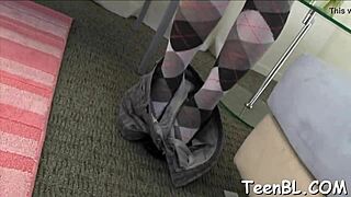 a gorgeous young brunette teen sucks cock close-up then fucks hard