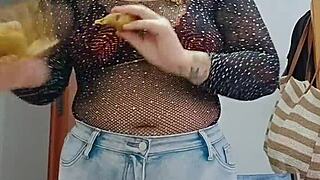 Live shorts jammed deep in ass