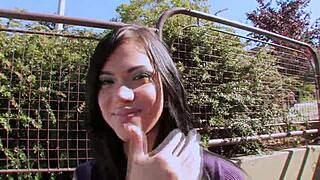 alyssa reece moans as her boy pounds shaved milf pussy monster cock heels