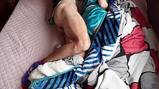 stepsis moans sideways as old cock stretches her tight hole