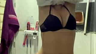 doing VIDEO CALL to neighbor while cuck watches football in room