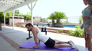 SEXY ASIAN FITNESS BABE LINDA LAN BEGS PT TO STUFF HER SHAVED PUSSY!