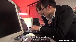 Japanese Office Lady Aya Kisaki Sucks Big Cock Deepthroat Handjob POV Uncensored JAV Brunette