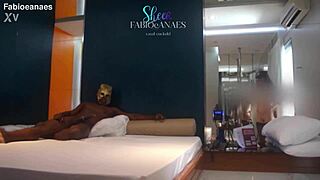 hotwife ebanovix strips lingerie for big black cock anal on bed with husband watching