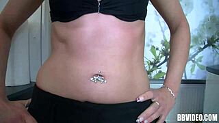 Pierced german milf rams huge dildo in group anal session