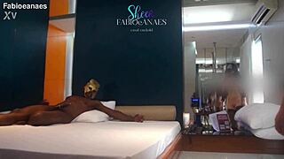 hotwife ebanovix strips lingerie for big black cock anal on bed with husband watching