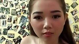 Sexy Asian big tits beauty strips and teases