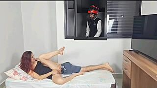 whoa that redhead couple spies motoboy watching open window sex 😂👀🍆