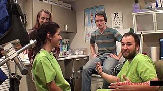 Ami Rogue arrives for Tampa university entrance physical as nurse fingers her tight pussy backstage