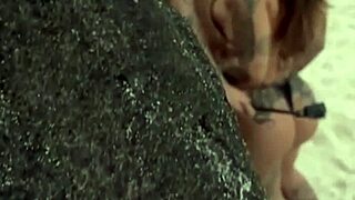 Public Beach Blowjob from Cousin and Girlfriend