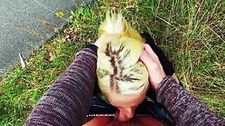 Risky German Outdoor Sex with Hot Blonde Milf Bareback Exhibitionist Flashing