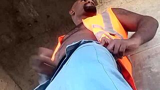 Lonely Worker Strokes Massive Cock Filming Outdoor Construction Thrill