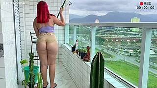 that brazilian maid's tiny shorts beg for sneaky latina fetish peek