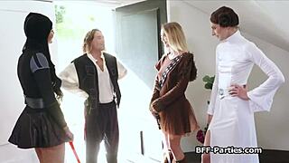 Cosplay Girlfriends Ignite Steamy Fourway Orgy