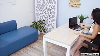 boss catches my office affair and fucks us both as punishment