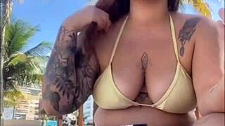 Horny African Beach Flasher Exposes Big Pussy to Macho Eyes