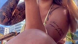 Horny African Beach Flasher Exposes Big Pussy to Macho Eyes