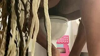 remi rides huge bbc deep on toilet with big tits bouncing