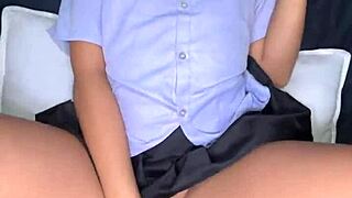 18yo thai student in uniform takes foreign cock missionary ends in huge facial