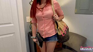 skinny nerdy redhead olivia x teases with masturbation before deep pussy doggystyle