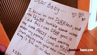 bound on all fours stepdaddy chokes and spanks his submissive slave hard.