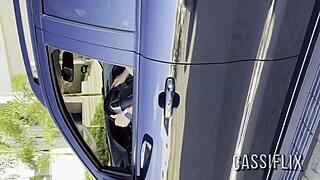 two mouths deliver delicious blowjob on huge cock watch her shake ass and cum