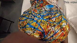 teasing ebony bbw babe's fat ass after shower then cowgirl rides monster cock creampie 💦🍑