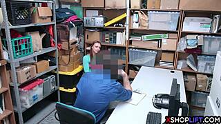 redhead shoplifter teen smashed rough by mall cop in back office?