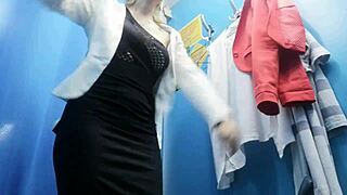 russian girl slips into changing room unaware of cam catching her big boobs and hard nipples