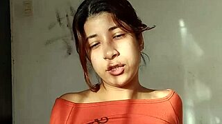 Petite Latina Selene Rides Huge Dildo on Bed Masturbating Her Small Tits Pussy