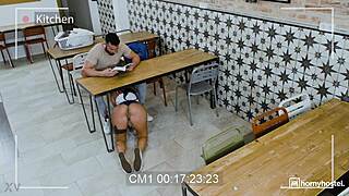 squirting brunette fucks monster cock doggystyle in dorm nearly caught by janitor part 2