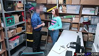 redhead shoplifter teen smashed rough by mall cop in back office?