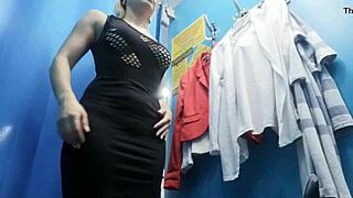 russian girl slips into changing room unaware of cam catching her big boobs and hard nipples