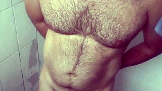 Secret Shower Jerk-Off Spills Cum Down Smooth Leg