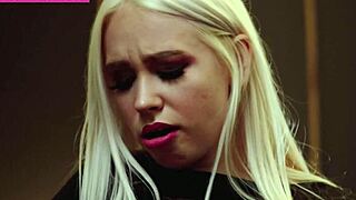 Chubby Russian blonde Arteya plays piano drinks and masturbates to big-boobed orgasm