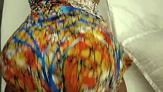 teasing ebony bbw babe's fat ass after shower then cowgirl rides monster cock creampie 💦🍑