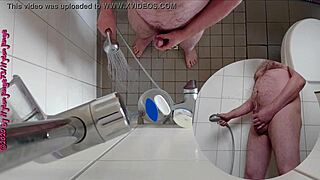 naughty german amateur pisses wildly in steamy bathroom shower on toes