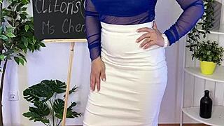 Curvy Milf Teacher Spanks and Strokes Clit in Nylon Heels Domination Lesson