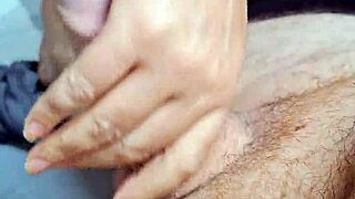 stepdaughter jerks stepdad's cock alone at home now?