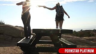 blonde stunner samantha rone trims mindi minks wild bushy garden outdoors