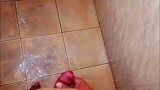 redhead teen catches nerd friend jerking in shower and sucks his cum