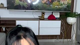 beautiful colombian latina brunette stuffs dildos in big ass